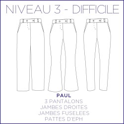 Patron de couture du pantalon Paul - FR 34/56 US 2/24 UL 6/28 - Difficile