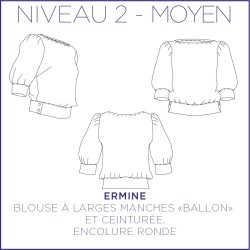 Pattern Ermine blouse - US/UK: 2/6, 16/20 - Intermediate