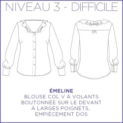 Patron Emeline - Blouse - 48/56 - Difficile