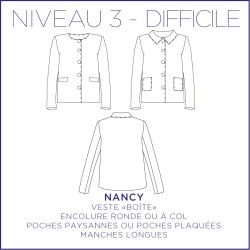 Patron Nancy - Veste - 34/48 - Difficile