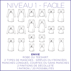 Patron Envie- Robe & T-shirt- S/3XL - Facile