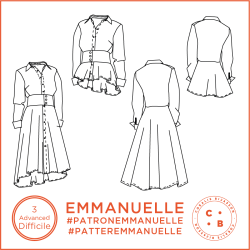 Patron Emmanuelle - Chemise & Robe - FR 34/56, US 2/24, UK 6/28 - Difficile